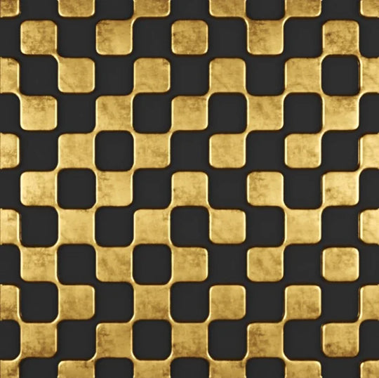 Black Golden Abstract Geometric Square Canvas Wall Art