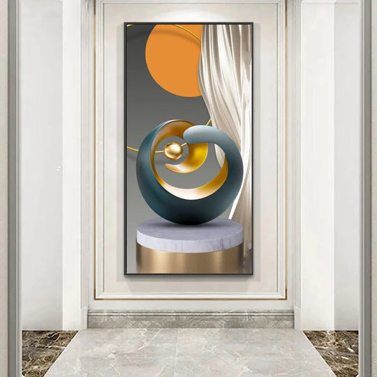 Abstract Golden Flowing Ribbon Canvas Wall Art