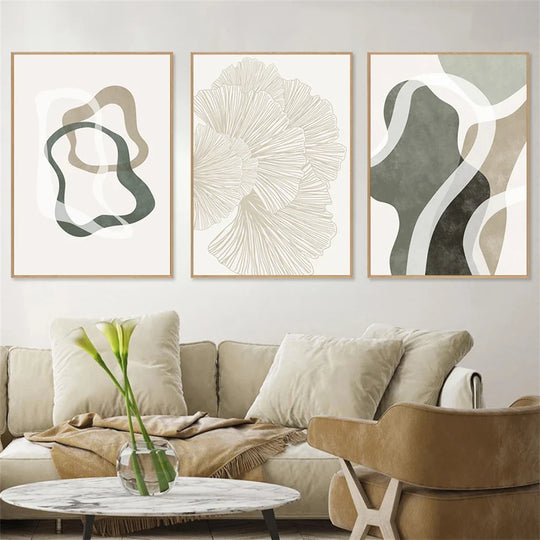 Modern Abstract Botanical Line Art Canvas Wall Art Unframed