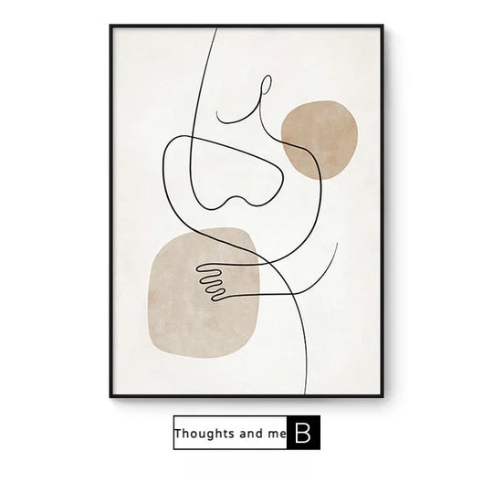 Modern Abstract Figure Line Art Canvas Wall Art Unframed
