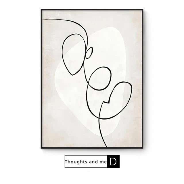 Modern Abstract Figure Line Art Canvas Wall Art Unframed