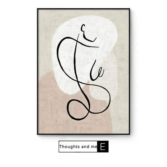 Modern Abstract Figure Line Art Canvas Wall Art Unframed