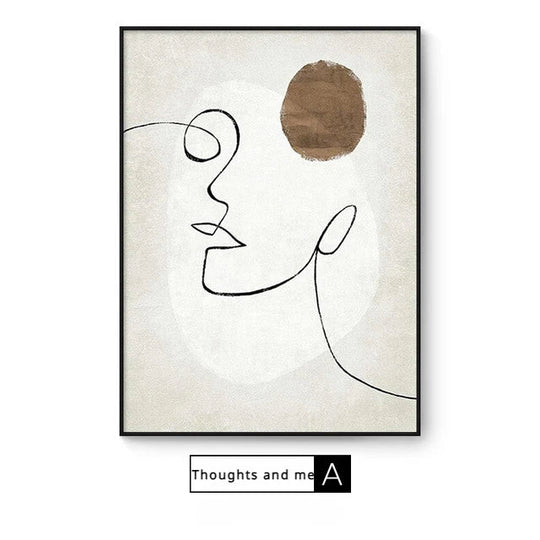 Modern Abstract Figure Line Art Canvas Wall Art Unframed