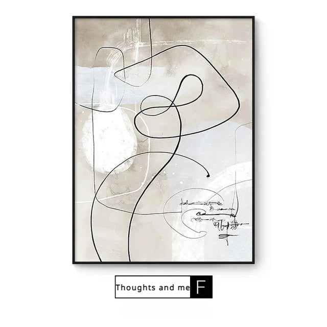 Modern Abstract Figure Line Art Canvas Wall Art Unframed