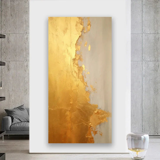 Modern Abstract Golden Color Block Canvas Wall Art