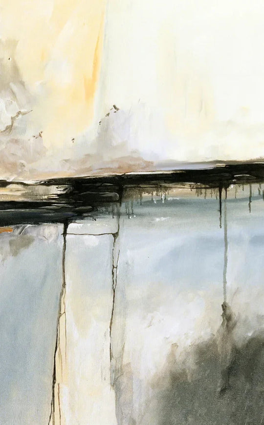Modern Abstract Yellow Grey Geomorphic Canvas Wall Art