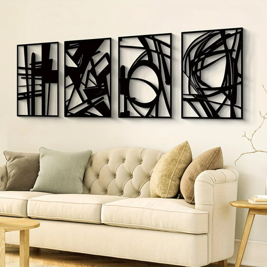 Modern Abstract Black Metal Wall Art Decor