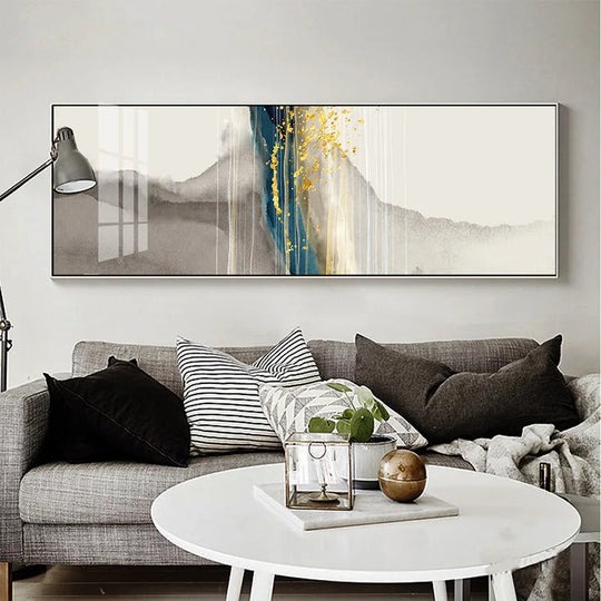 Modern Abstract Liquid Marble Wide Format Canvas Wall Art Unframed