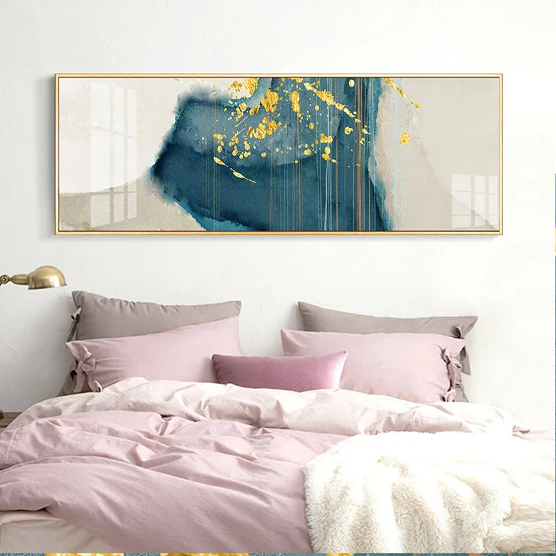 Modern Abstract Liquid Marble Wide Format Canvas Wall Art Unframed