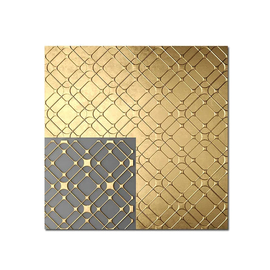 Abstract Black Golden Geometric Square Canvas Wall Art