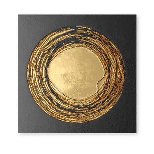 Abstract Black Golden Geometric Square Canvas Wall Art