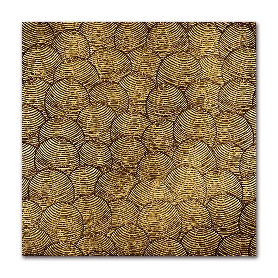 Abstract Golden Geometric Square Canvas Wall Art