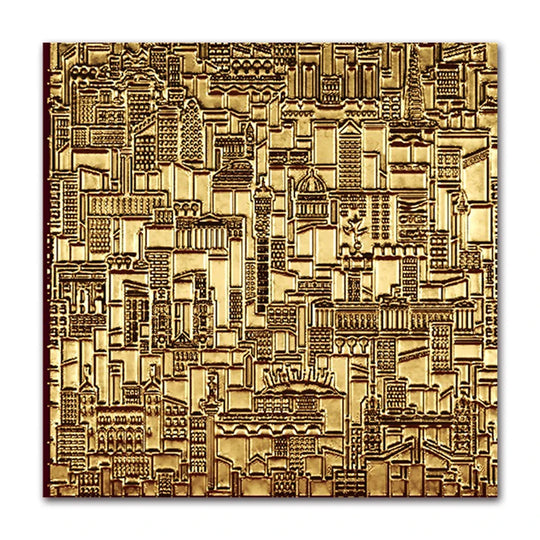 Abstract Golden Geometric Square Canvas Wall Art