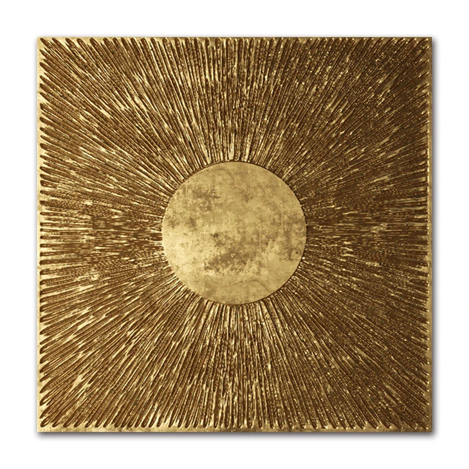 Abstract Golden Geometric Square Canvas Wall Art