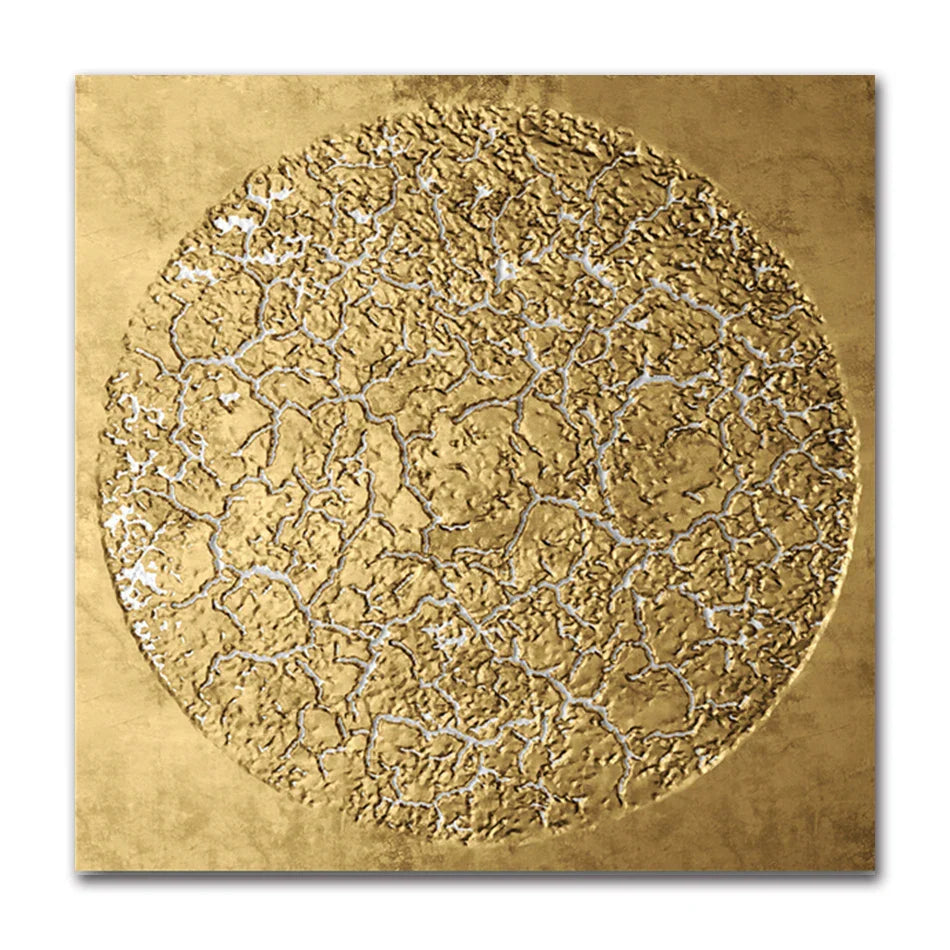Abstract Golden Geometric Square Canvas Wall Art