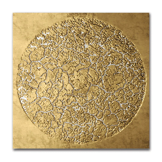Abstract Golden Geometric Square Canvas Wall Art