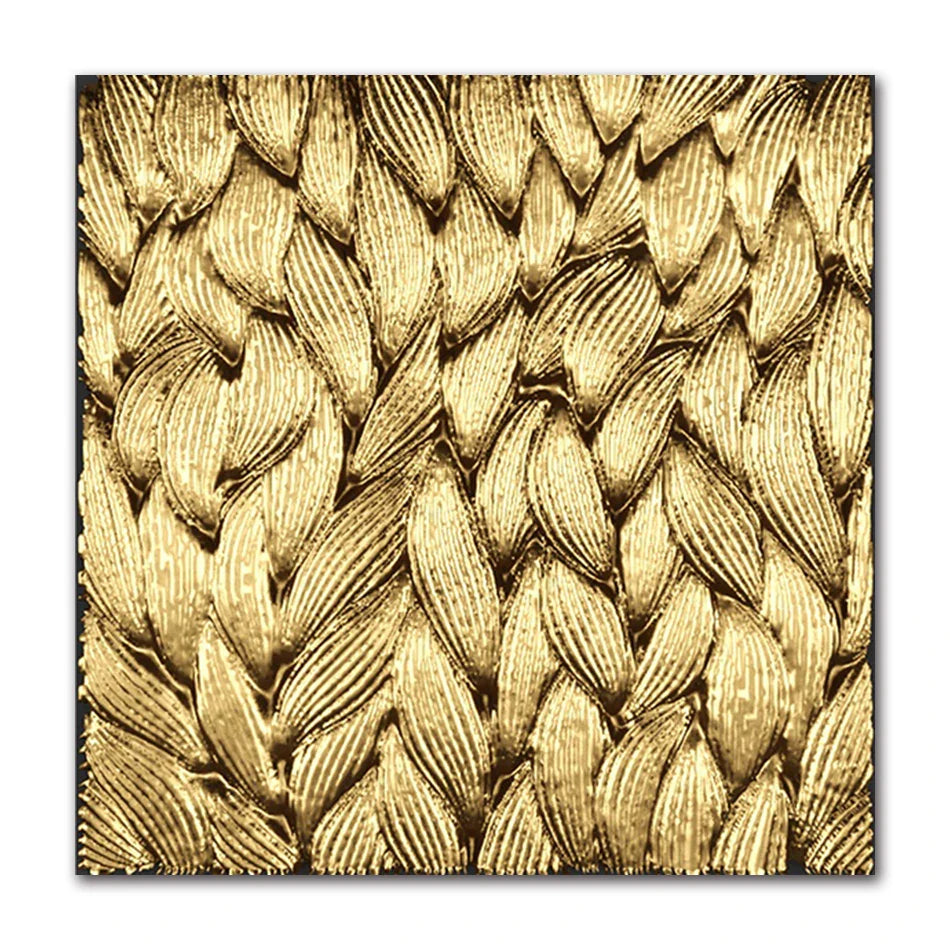 Abstract Golden Geometric Square Canvas Wall Art