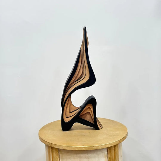 Abstract Wavy Wood Sculpture Table Decor Accent