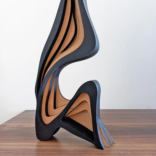 Abstract Wavy Wood Sculpture Table Decor Accent