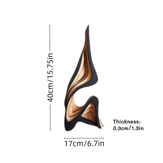 Abstract Wavy Wood Sculpture Table Decor Accent