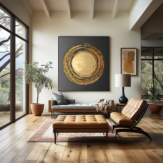 Black Golden Abstract Geometric Canvas Wall Art
