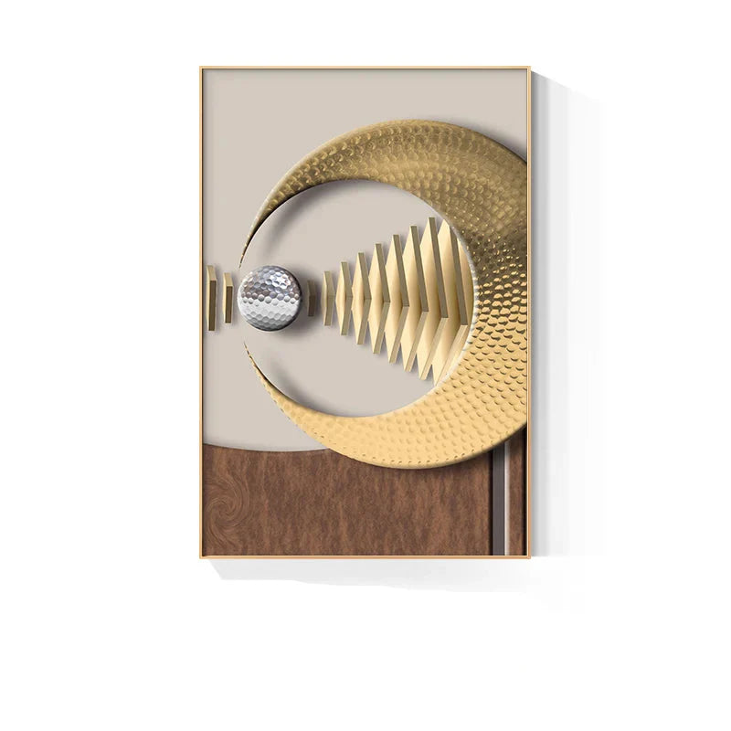Modern Golden Celestial Geometry Abstract Canvas Wall Art Unframed