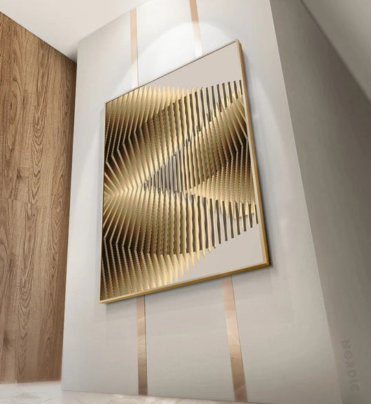 Modern Golden Celestial Geometry Abstract Canvas Wall Art Unframed