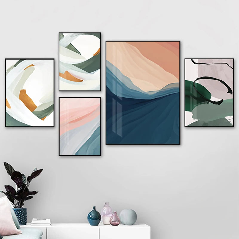 Modern Colors Minimalist Abstract Canvas Wall Art Unframed