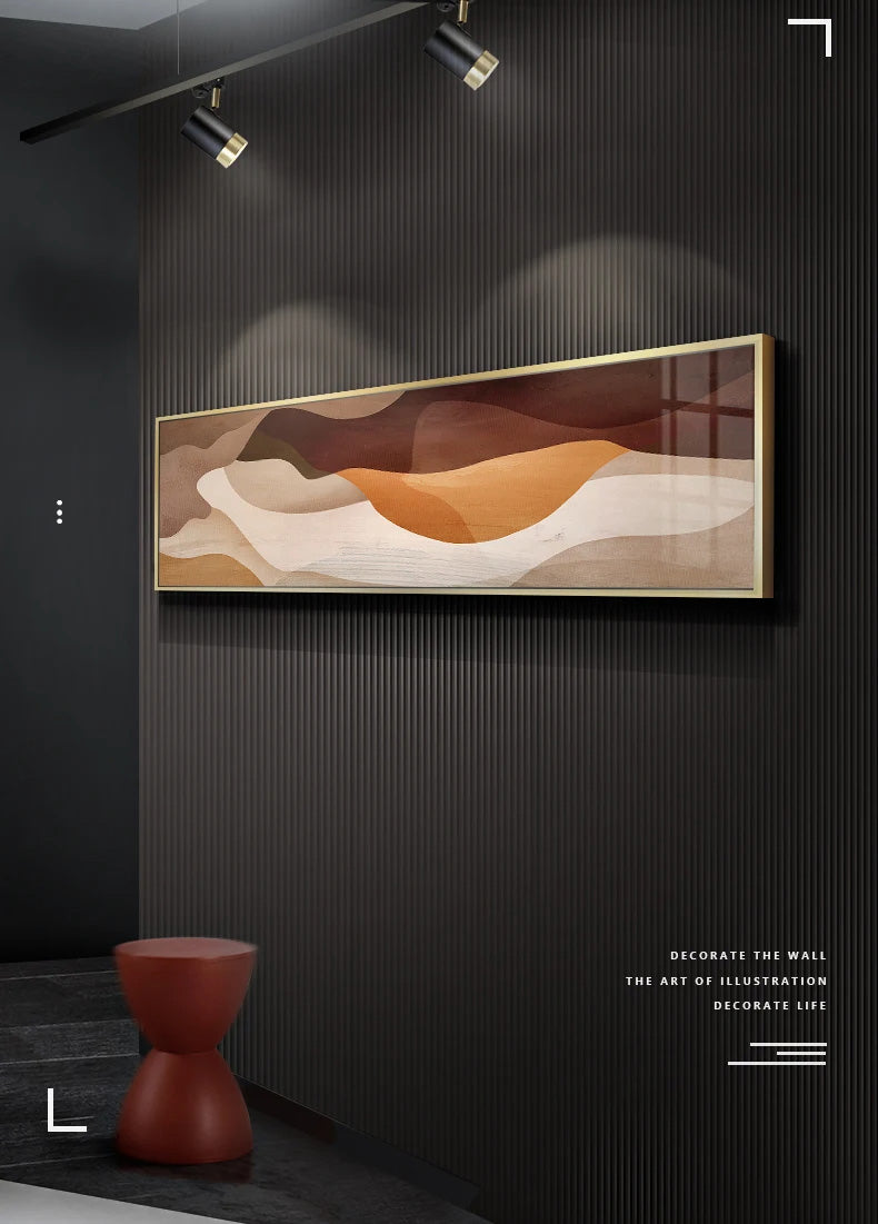 Modern Earthy Brown Abstract Wide Format Canvas Wall Art Unframed