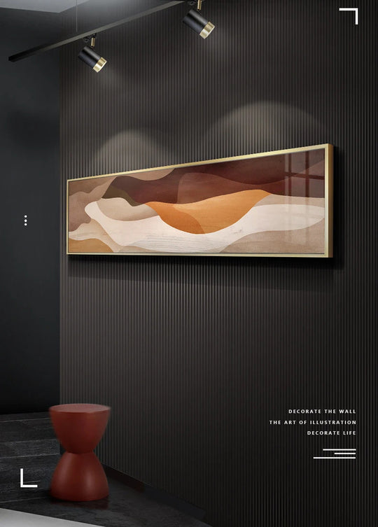 Modern Earthy Brown Abstract Wide Format Canvas Wall Art Unframed