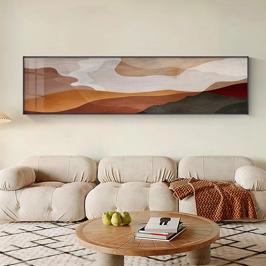 Modern Earthy Brown Abstract Wide Format Canvas Wall Art Unframed