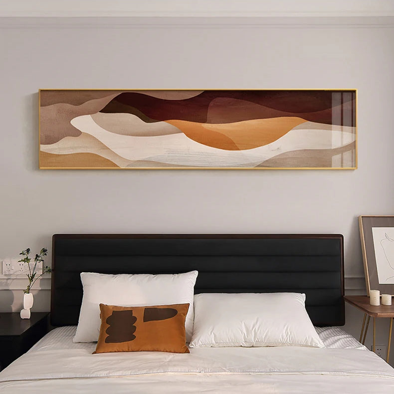 Modern Earthy Brown Abstract Wide Format Canvas Wall Art Unframed