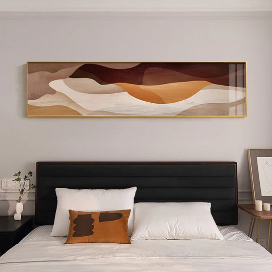 Modern Earthy Brown Abstract Wide Format Canvas Wall Art Unframed