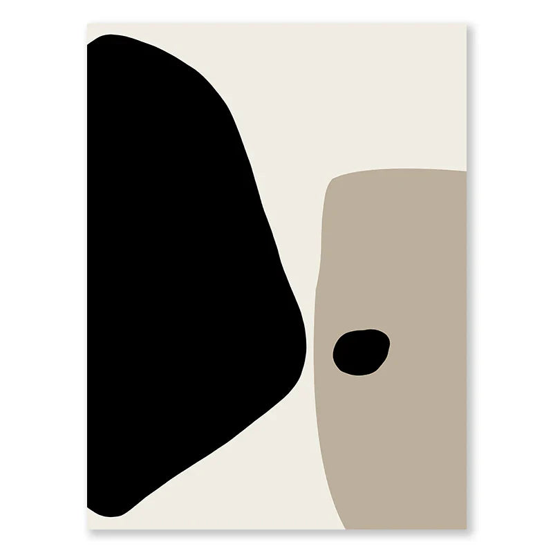 Modern Black Beige Abstract Canvas Wall Art Print