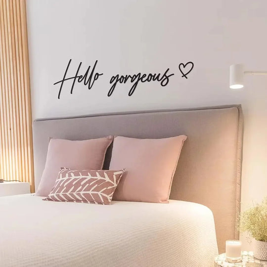 Hello Gorgeous Typographic Black Metal Wall Art Decor