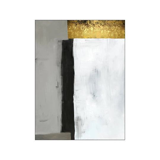 Abstract White Gray Blue Golden Color Block Canvas Wall Art Unframed
