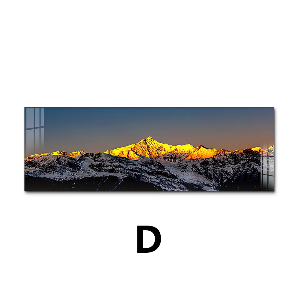 Wide Format Golden Mountain Lake Landscape Canvas Wall Art