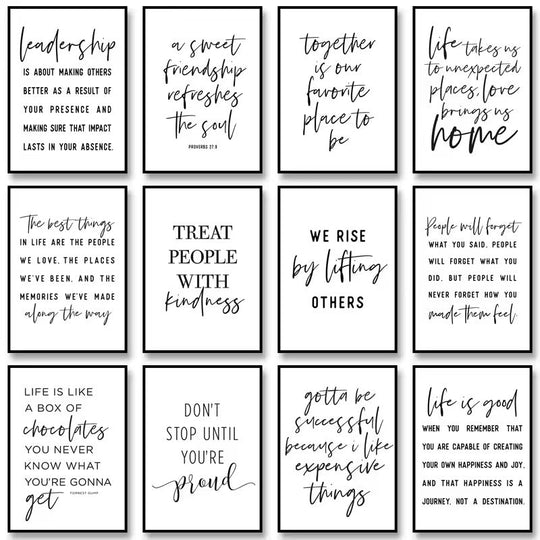 Black And White Motivational Quotes Canvas Wall Art