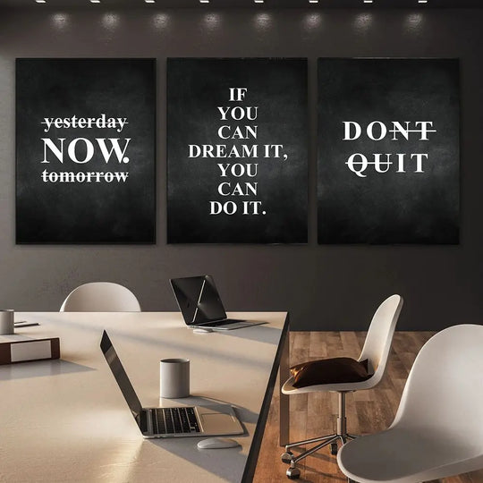 Motivational Words Black and White Canvas Wall Art Print