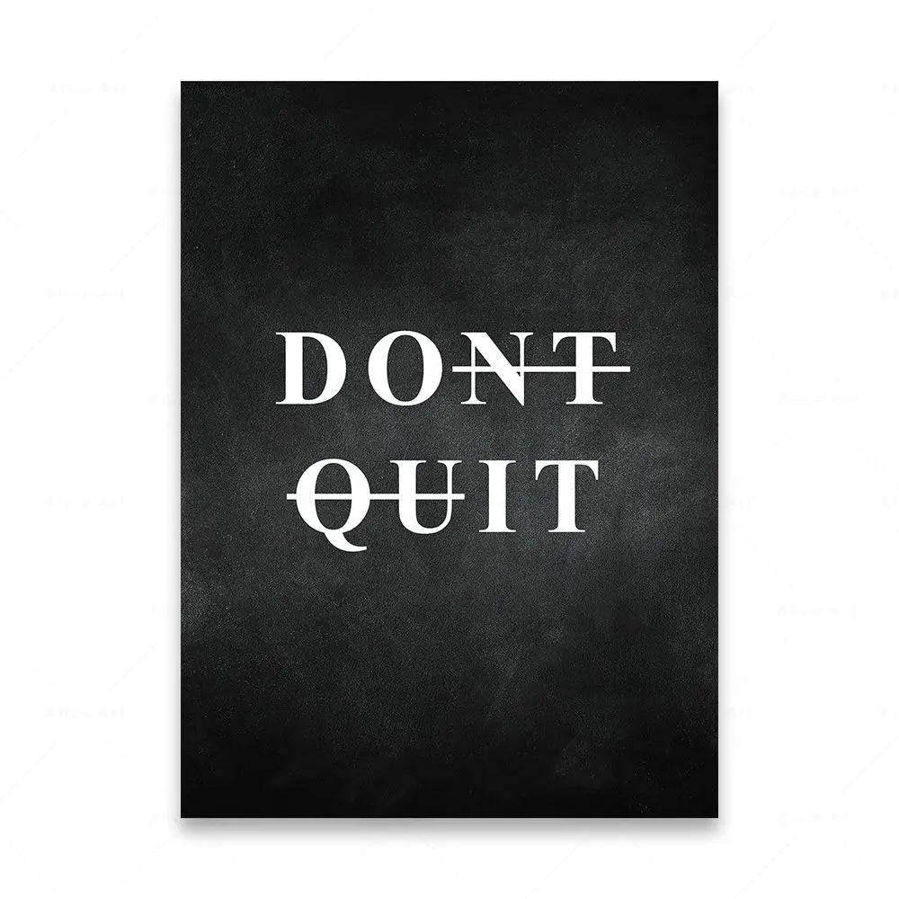Motivational Words Black and White Canvas Wall Art Print