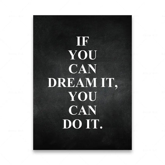 Motivational Words Black and White Canvas Wall Art Print