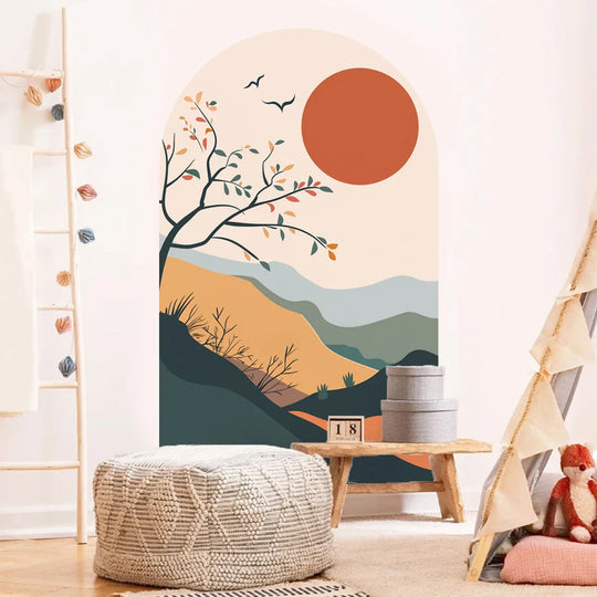 Mountain Sunrise Archway Wall Mural For Living Spaces