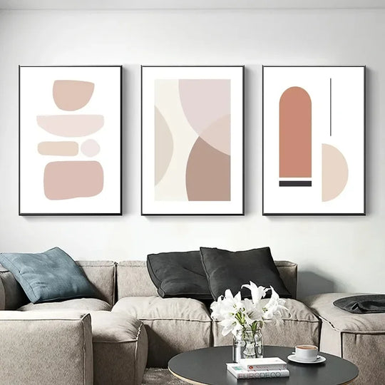 Muted Earth Tones Geometric Abstract Canvas Wall Art