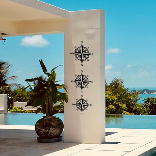 Nautical Compass Rose Black Metal Wall Art Decor