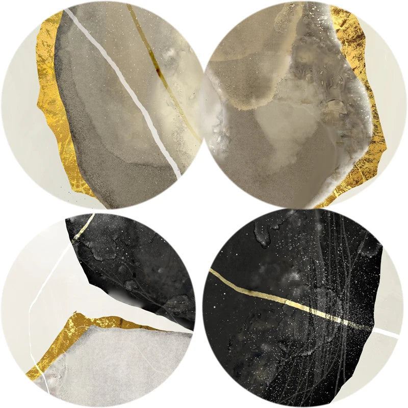 Neutral Tones Abstract Zen Pebbles Canvas Wall Art Unframed