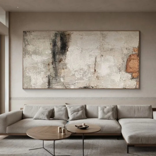 Neutral Rustic Vintage Abstract Canvas Wall Art Print