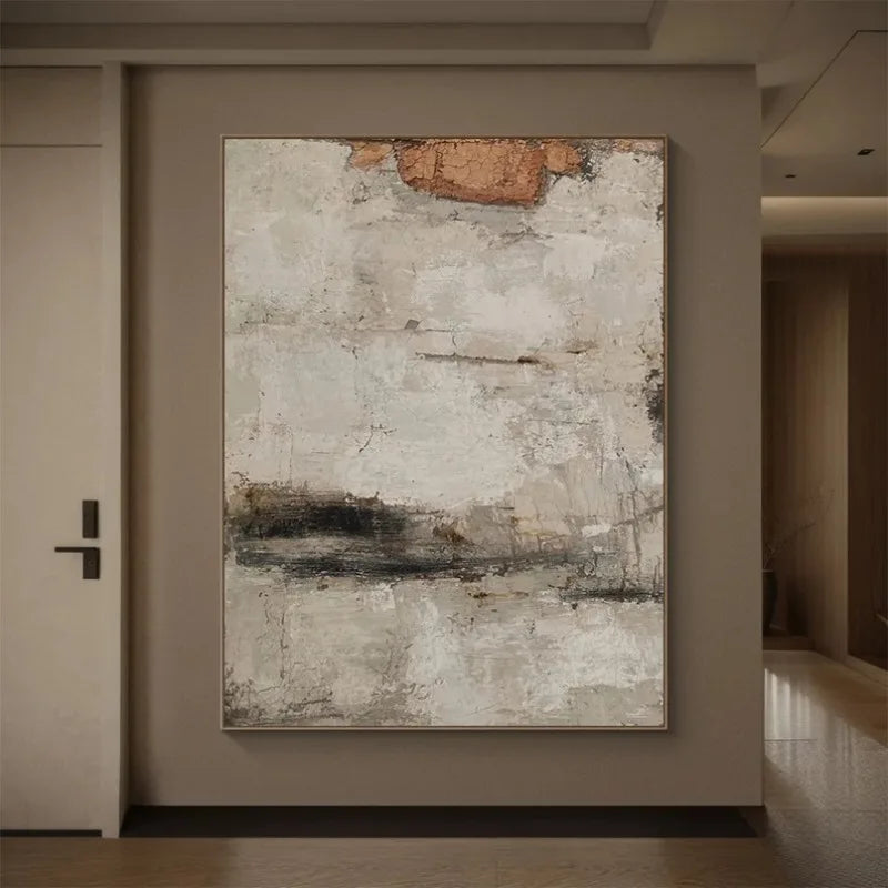 Neutral Rustic Vintage Abstract Canvas Wall Art Print
