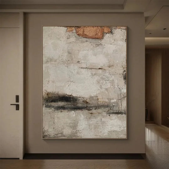 Neutral Rustic Vintage Abstract Canvas Wall Art Print