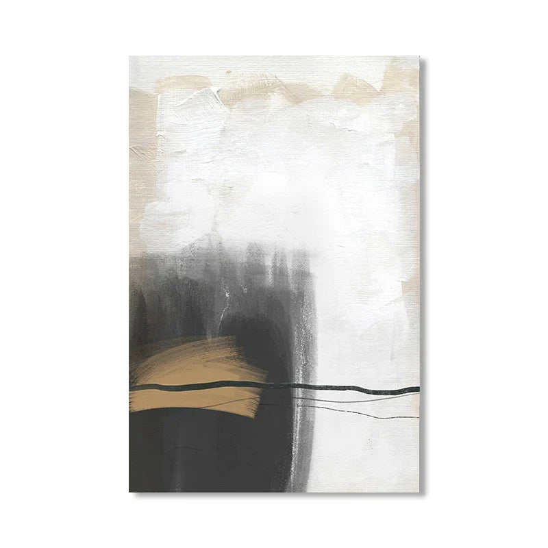 Beige Gray Black Scandinavian Abstract Canvas Wall Art