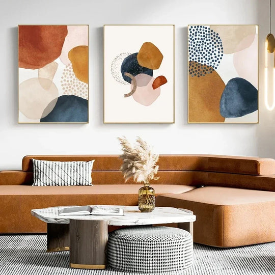 Nordic Abstract Biomorphic Geometric Canvas Wall Art